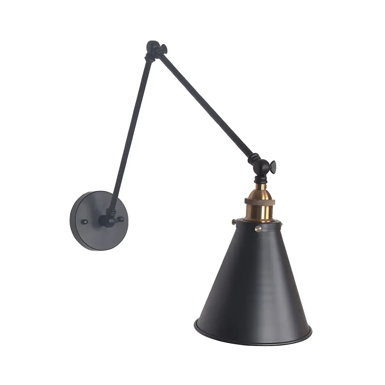 Modern Metal Tapered Swing Arm Wall Light Image - 8