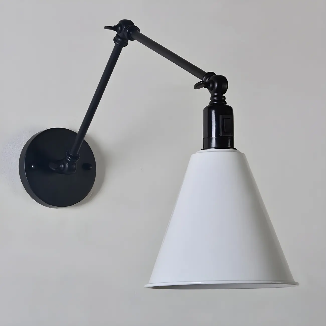 1-Light Cone Metal Swing Arm Wall Light Image - 7 | homeyfad