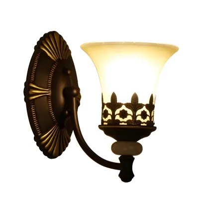 Retro Flared Glass Sconce with Filigree, Dark Brown Image - 7