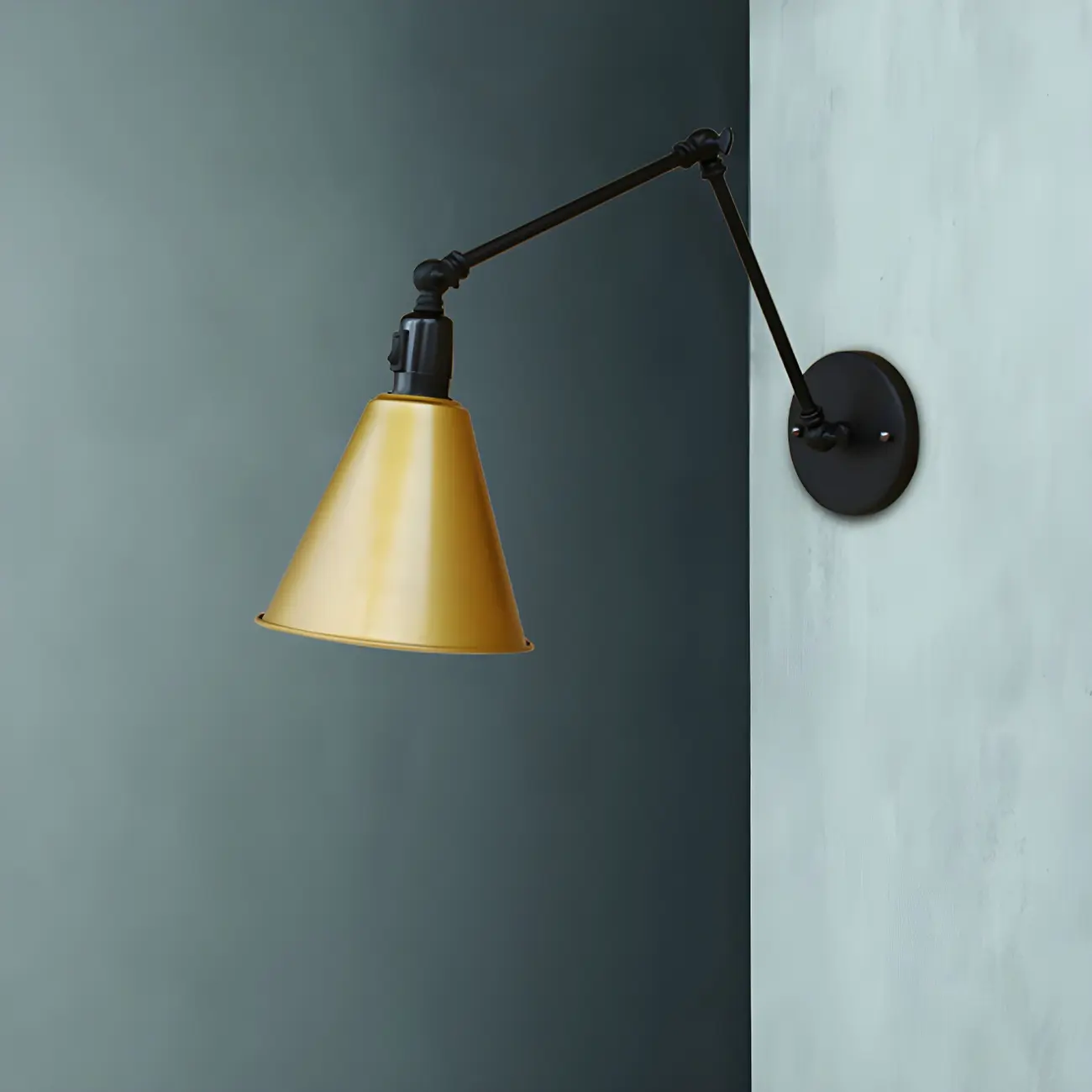 1-Light Cone Metal Swing Arm Wall Light Image - 9 | homeyfad