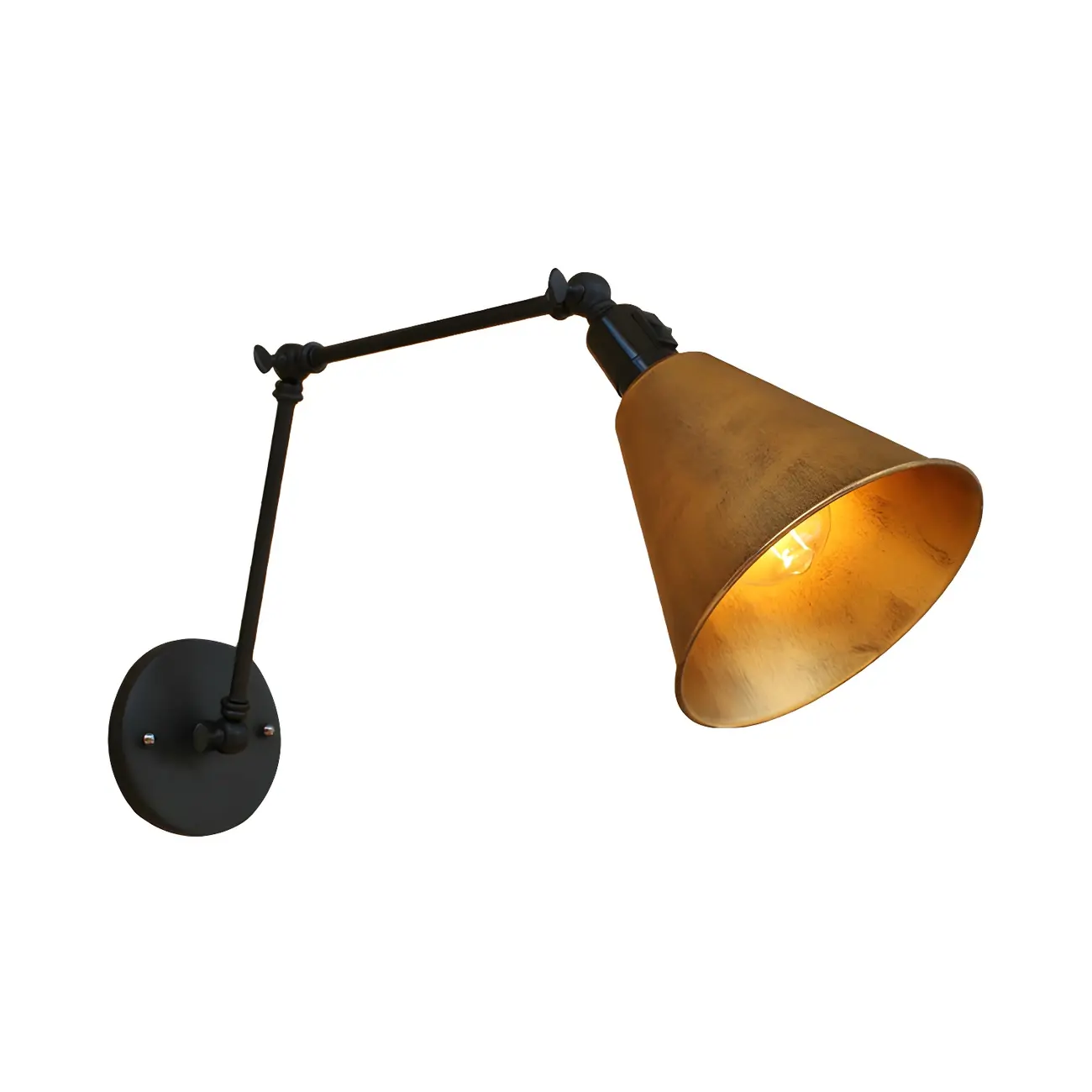 1-Light Cone Metal Swing Arm Wall Light Image - 12 | homeyfad
