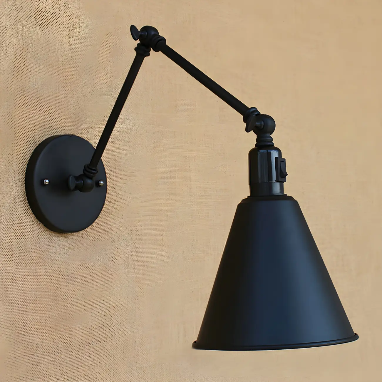 1-Light Cone Metal Swing Arm Wall Light Image - 13 | homeyfad