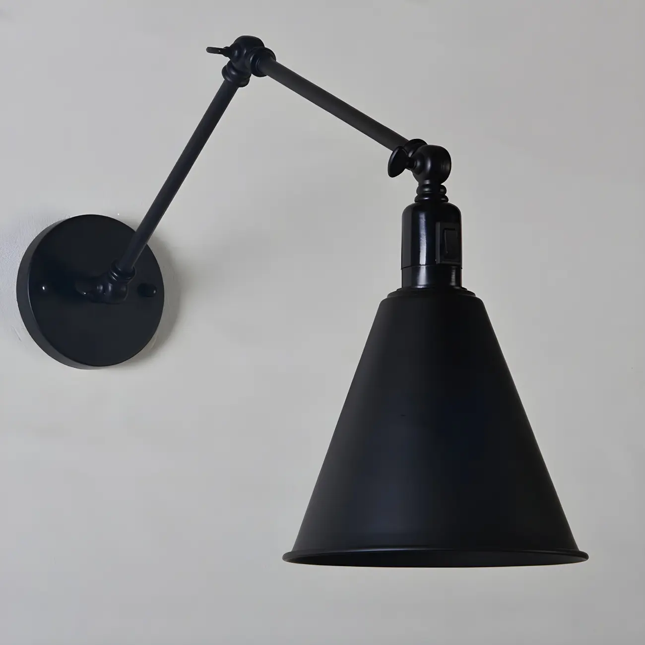 1-Light Cone Metal Swing Arm Wall Light Image - 14 | homeyfad