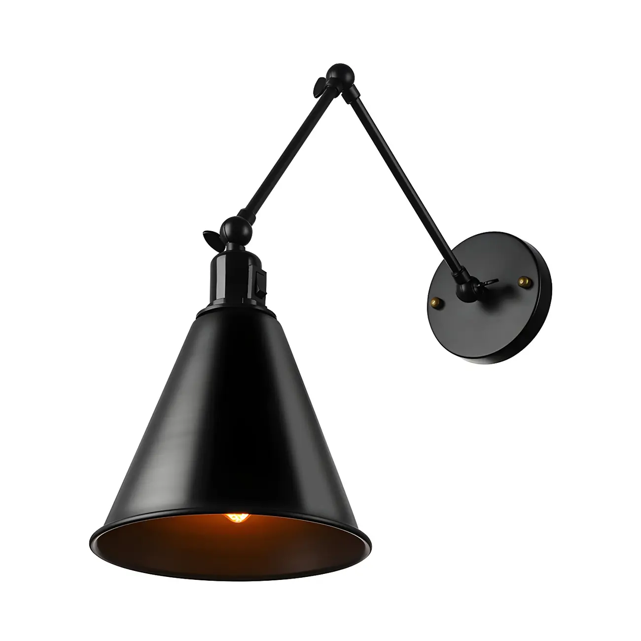 1-Light Cone Metal Swing Arm Wall Light Image - 18 | homeyfad