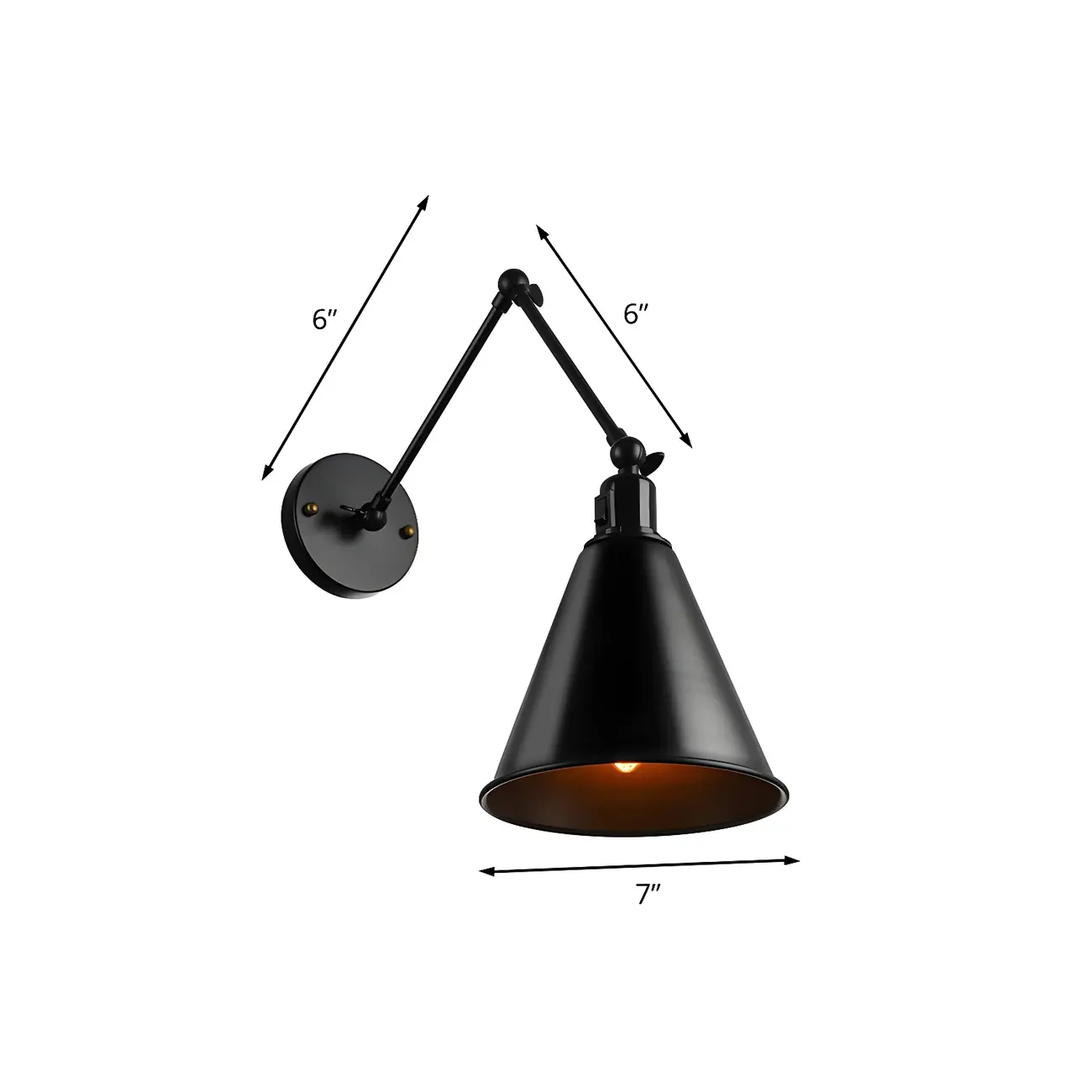 1-Light Cone Metal Swing Arm Wall Light Image - 19 | homeyfad