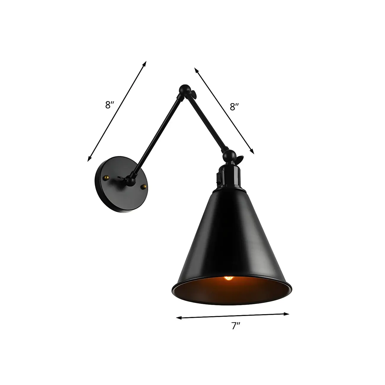 1-Light Cone Metal Swing Arm Wall Light Image - 20 | homeyfad
