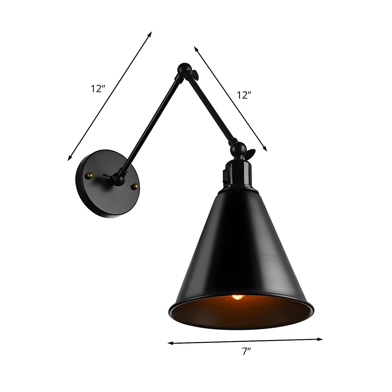 1-Light Cone Metal Swing Arm Wall Light Image - 22 | homeyfad