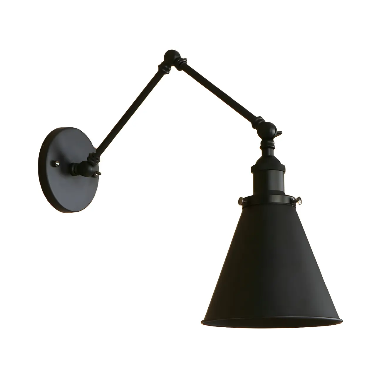 Industrial Metal Cone Swing Arm Wall Light Image - 8 | homeyfad