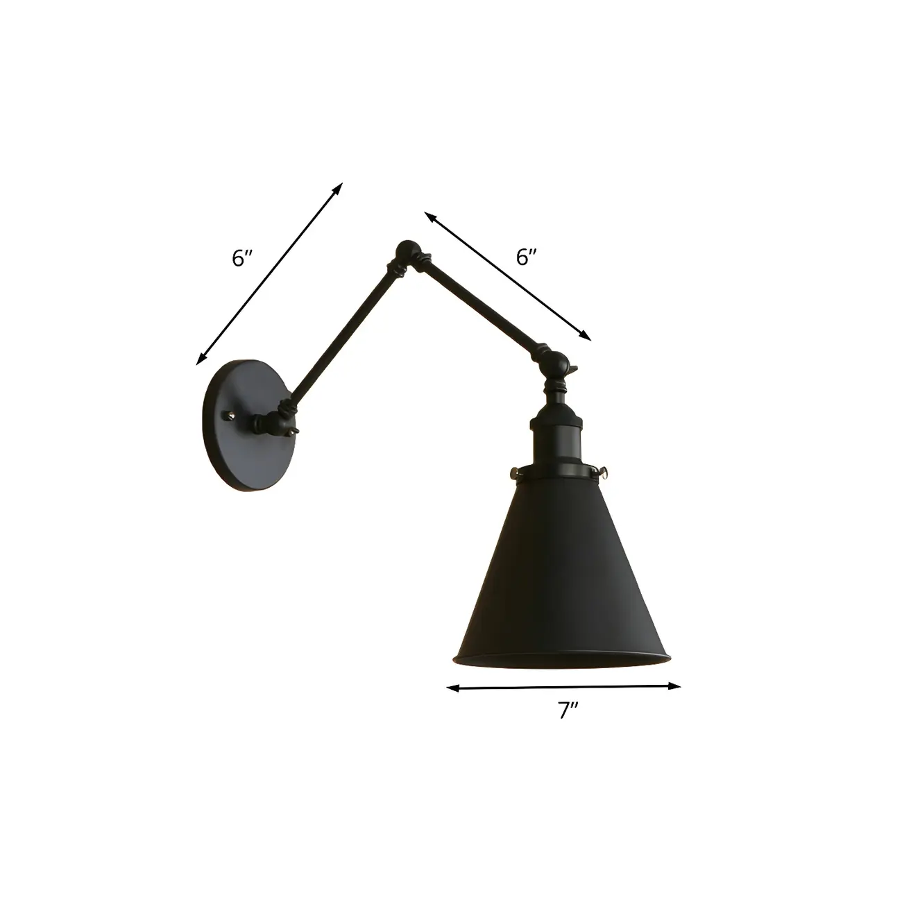 Industrial Metal Cone Swing Arm Wall Light Image - 9 | homeyfad