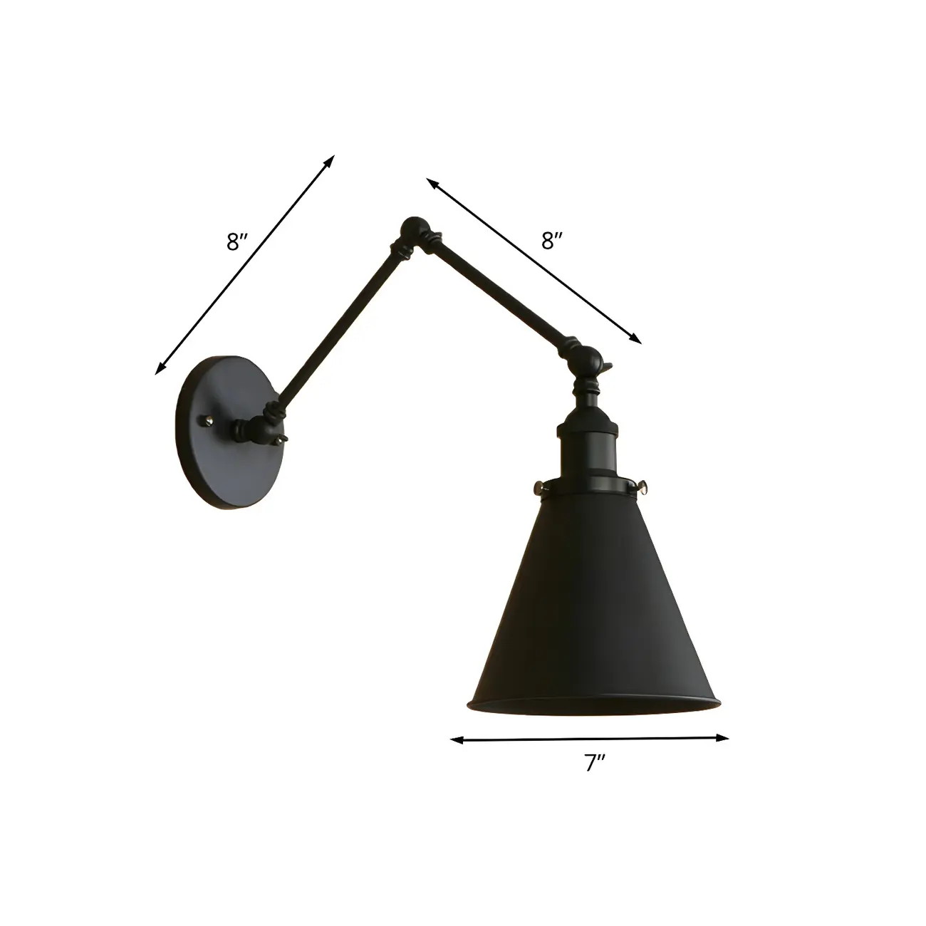 Industrial Metal Cone Swing Arm Wall Light Image - 10 | homeyfad