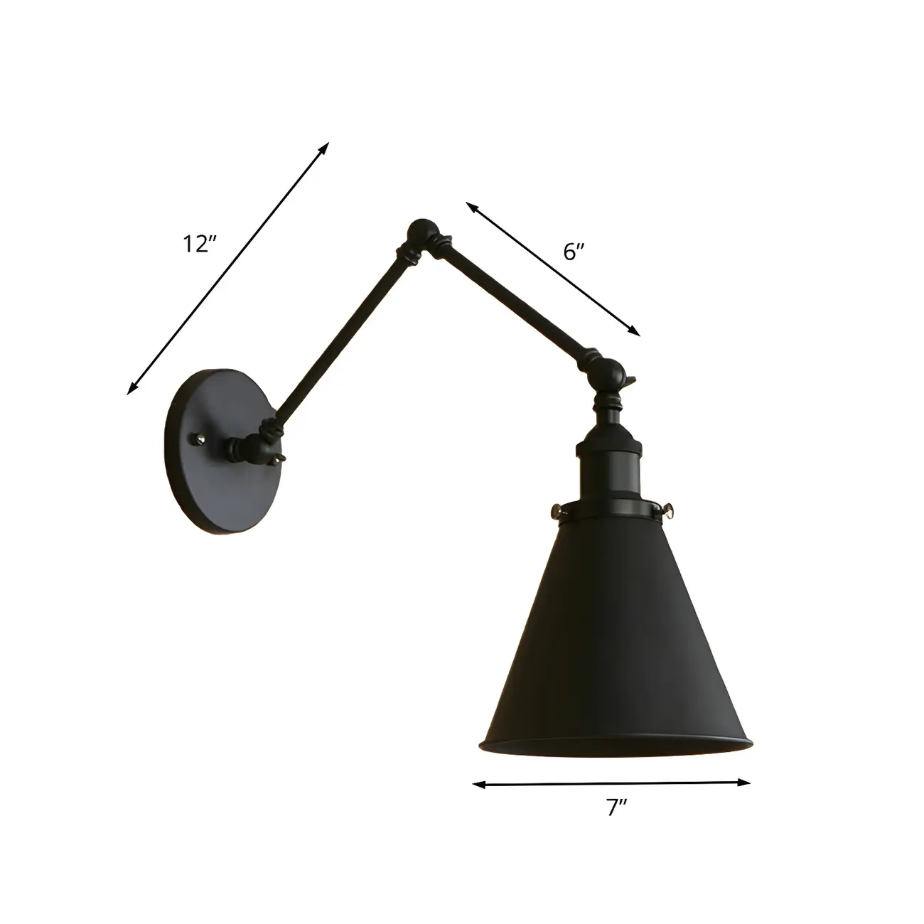 Industrial Metal Cone Swing Arm Wall Light Image - 11 | homeyfad