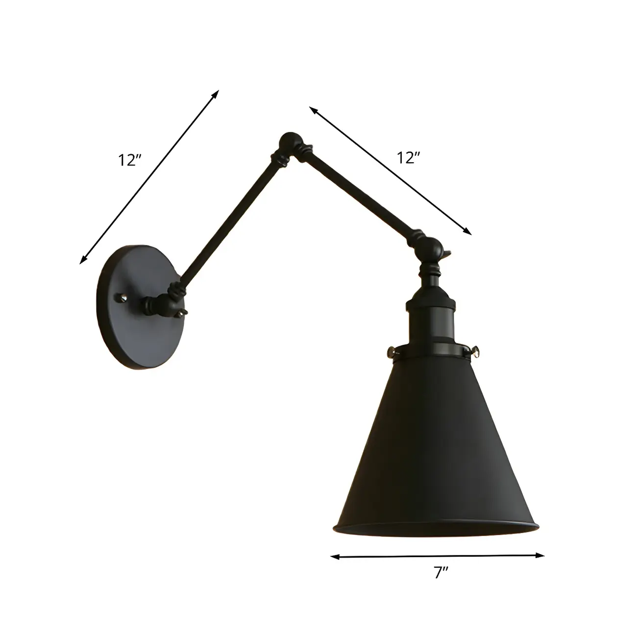 Industrial Metal Cone Swing Arm Wall Light Image - 12 | homeyfad