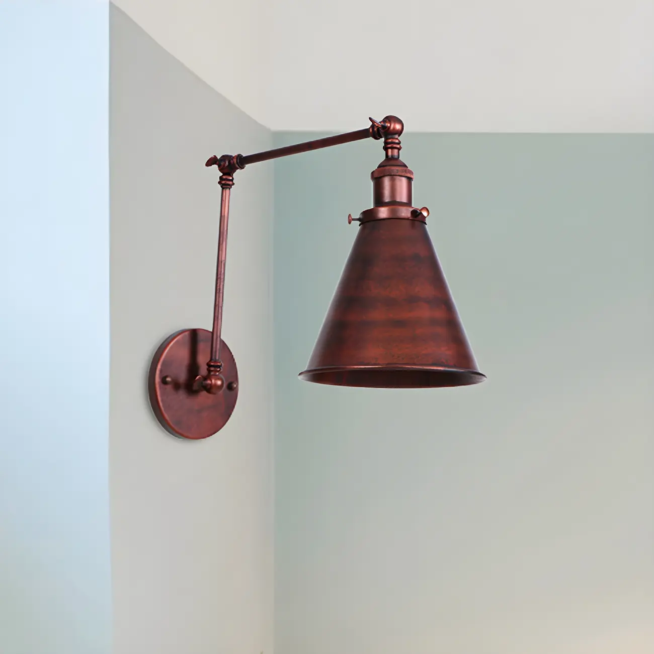 Industrial Metal Cone Swing Arm Wall Light Image - 5 | homeyfad