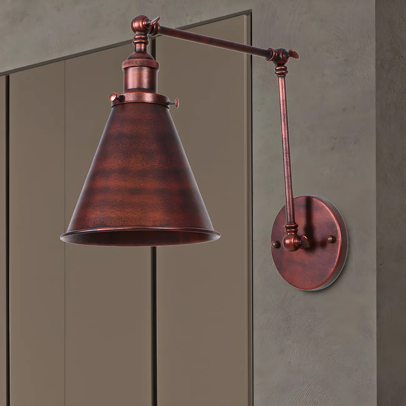 Industrial Metal Cone Swing Arm Wall Light Image - 6 | homeyfad