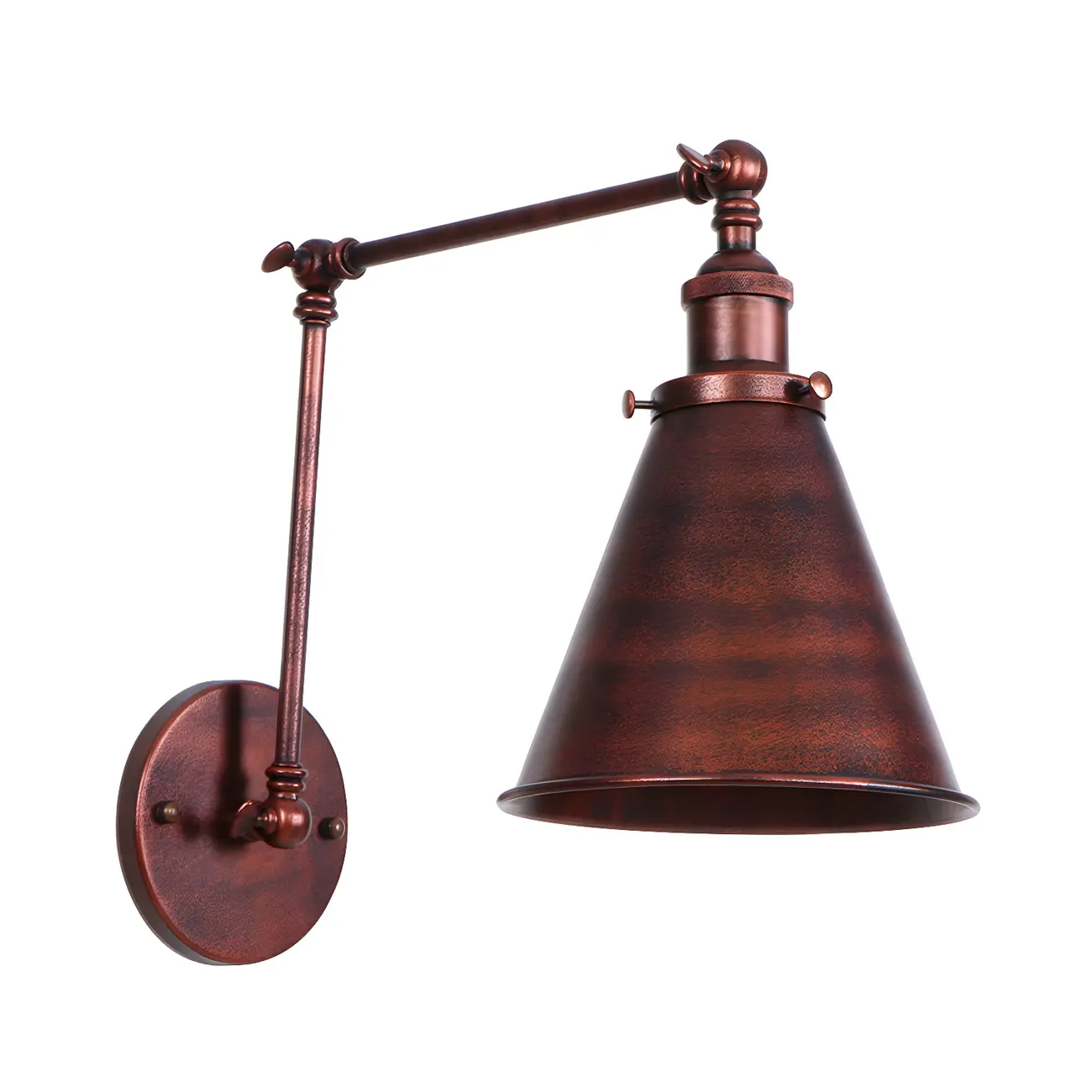 Industrial Metal Cone Swing Arm Wall Light Image - 7 | homeyfad