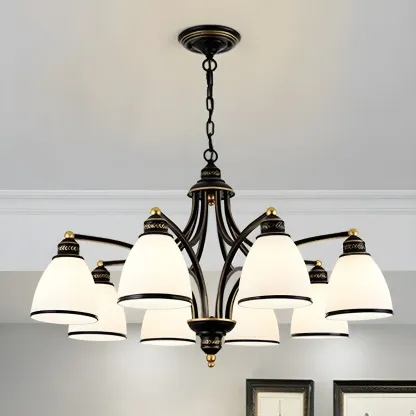 Black Glass Linear Structure Modern Chandelier
