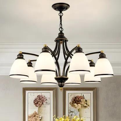 Black Glass Linear Structure Modern Chandelier