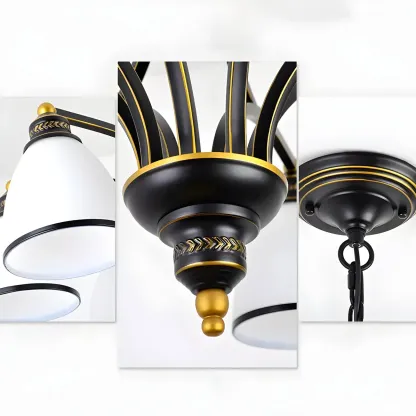 Black Glass Linear Structure Modern Chandelier