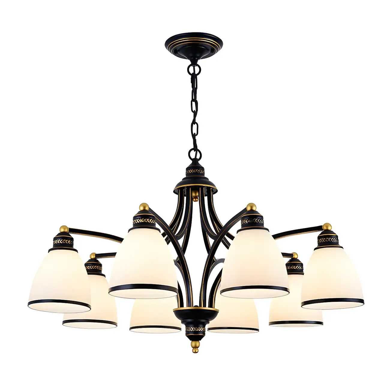 Black Glass Linear Structure Modern Chandelier