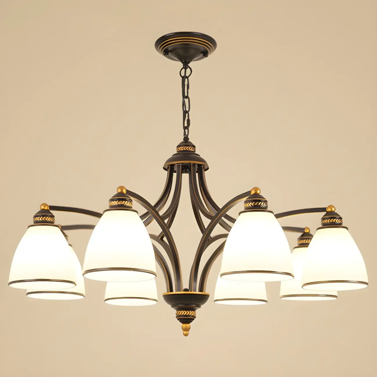 Black Glass Linear Structure Modern Chandelier