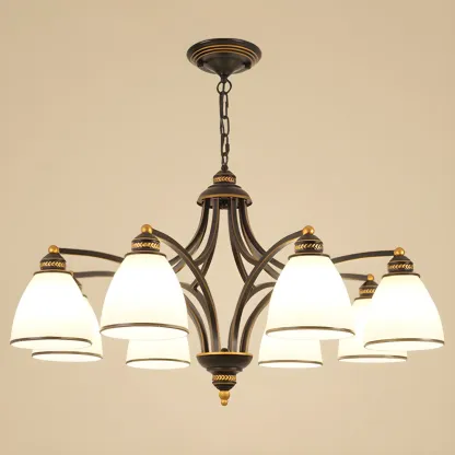 Black Glass Linear Structure Modern Chandelier