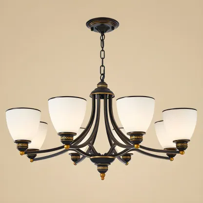 Black Glass Linear Structure Modern Chandelier