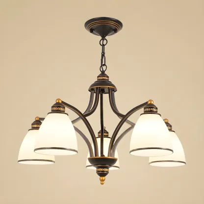 Black Glass Linear Structure Modern Chandelier