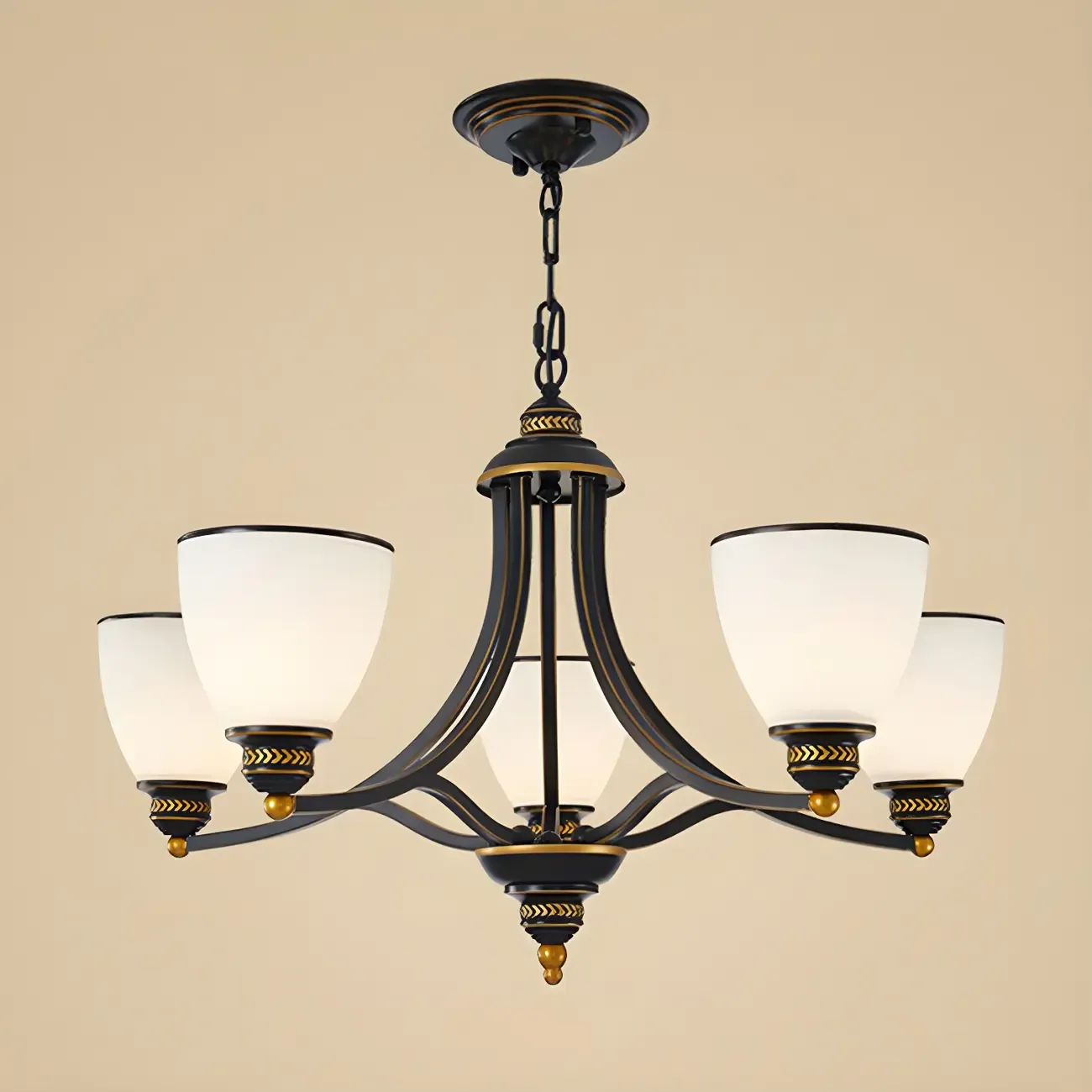 Black Glass Linear Structure Modern Chandelier