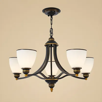 Black Glass Linear Structure Modern Chandelier