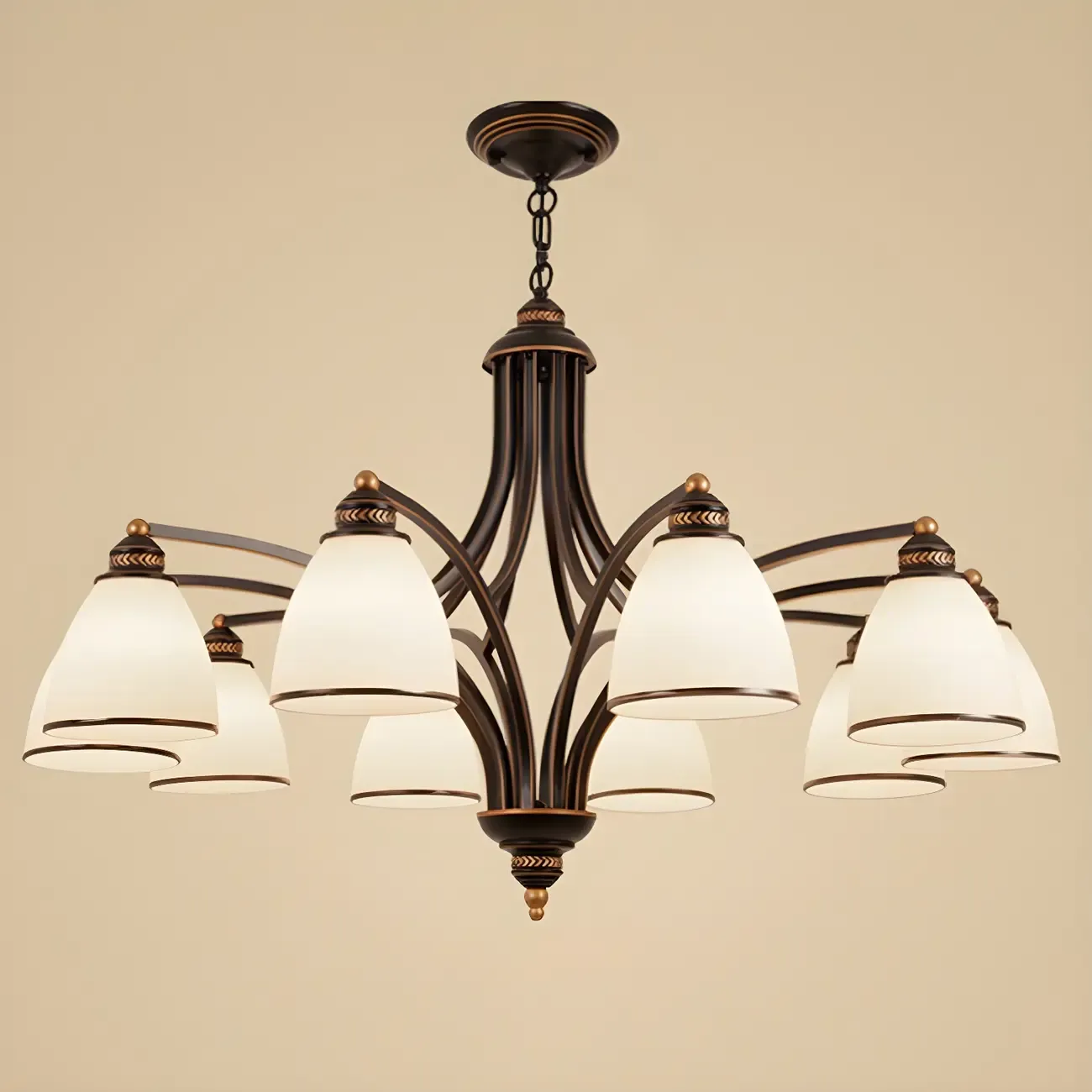 Black Glass Linear Structure Modern Chandelier