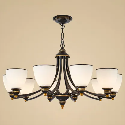 Black Glass Linear Structure Modern Chandelier