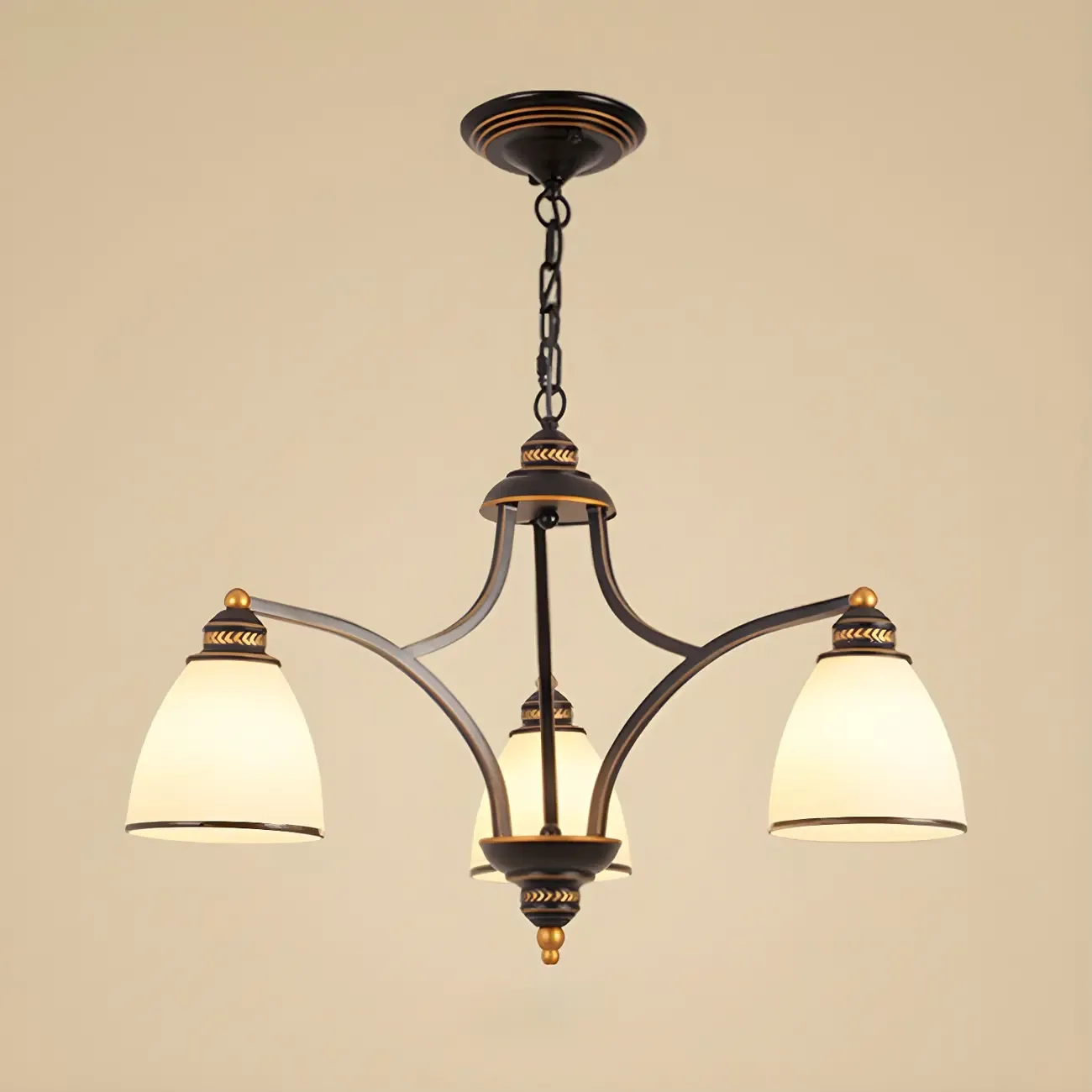 Black Glass Linear Structure Modern Chandelier