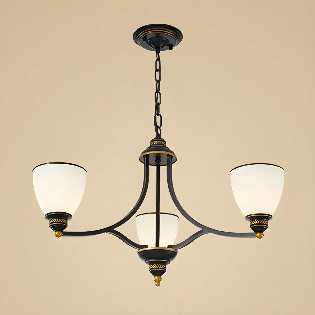 Black Glass Linear Structure Modern Chandelier