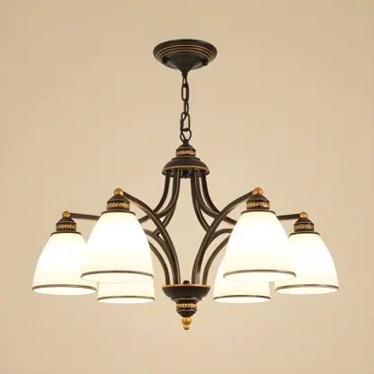 Black Glass Linear Structure Modern Chandelier