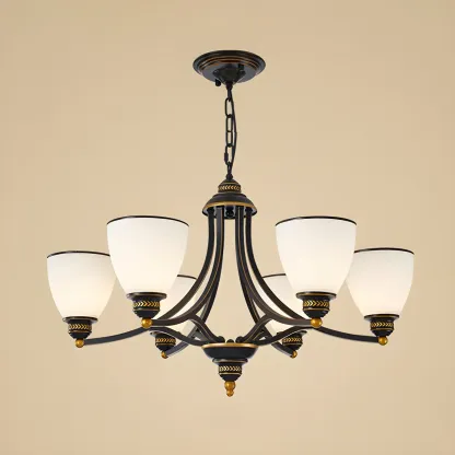 Black Glass Linear Structure Modern Chandelier