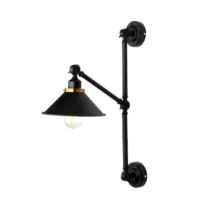 Black Metal Trestle Base Swing Arm Wall Light Image - 4