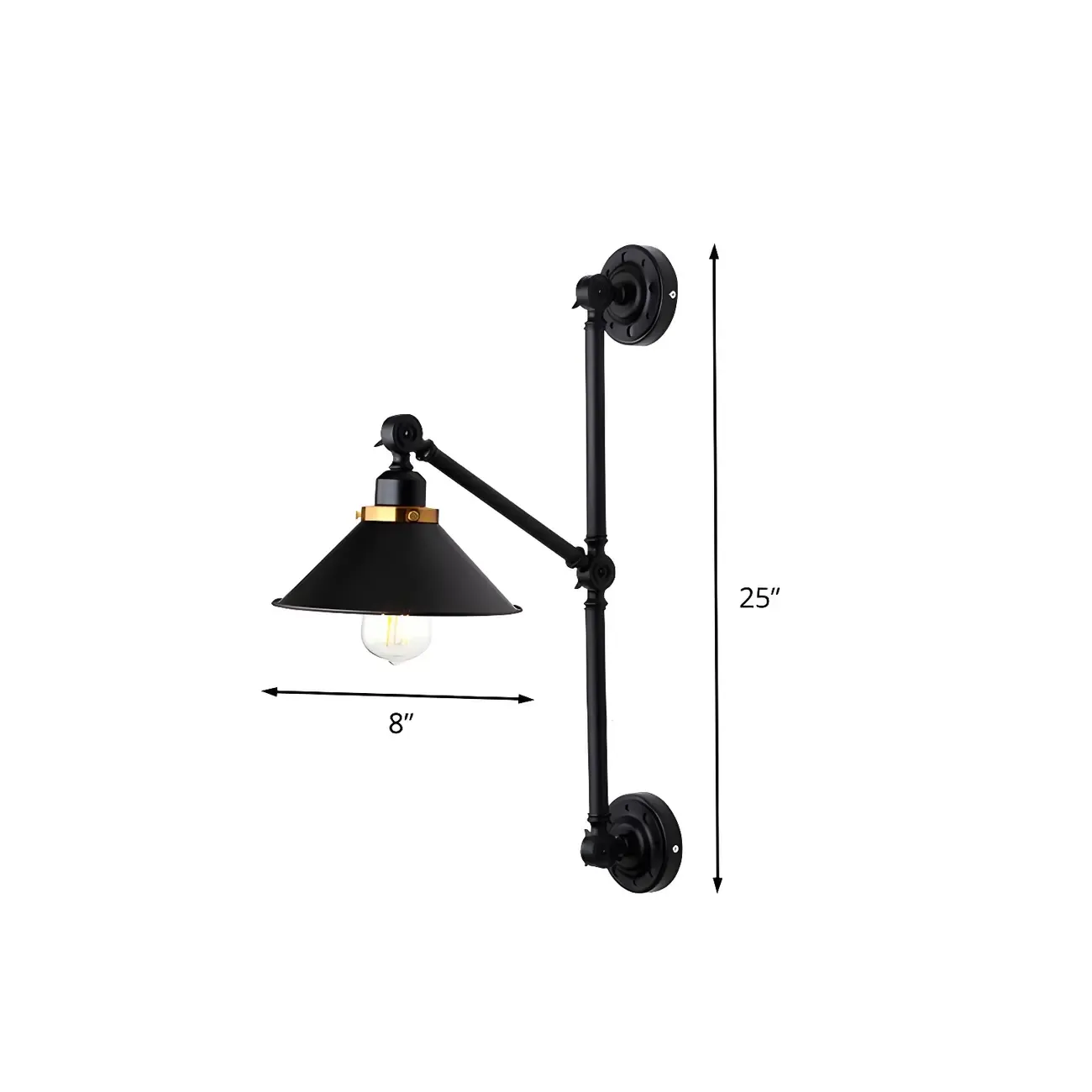 Black Metal Trestle Base Swing Arm Wall Light Image - 6