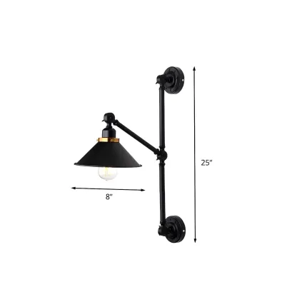 Black Metal Trestle Base Swing Arm Wall Light Image - 6