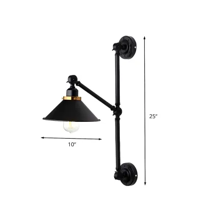 Black Metal Trestle Base Swing Arm Wall Light Image - 7