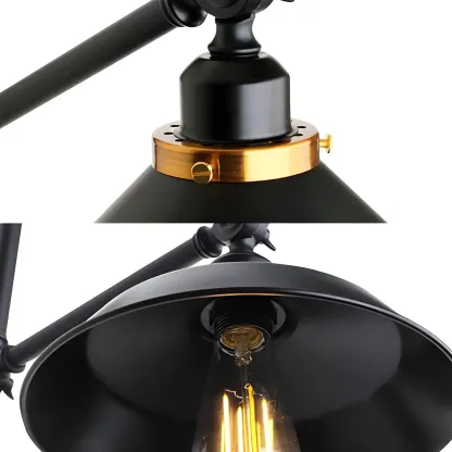 Black Metal Trestle Base Swing Arm Wall Light Image - 5