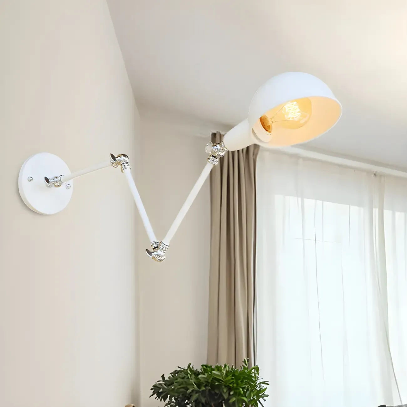 Modern Swing Arm Metal Wall Light for Study Room Image - 1
