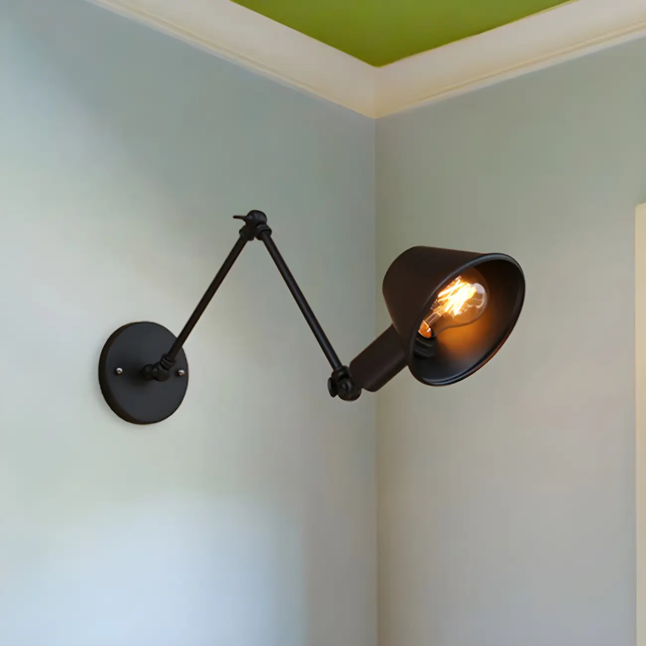 Adjustable Industrial Black  Swing Arm LED Wall Sconce | homeyfad