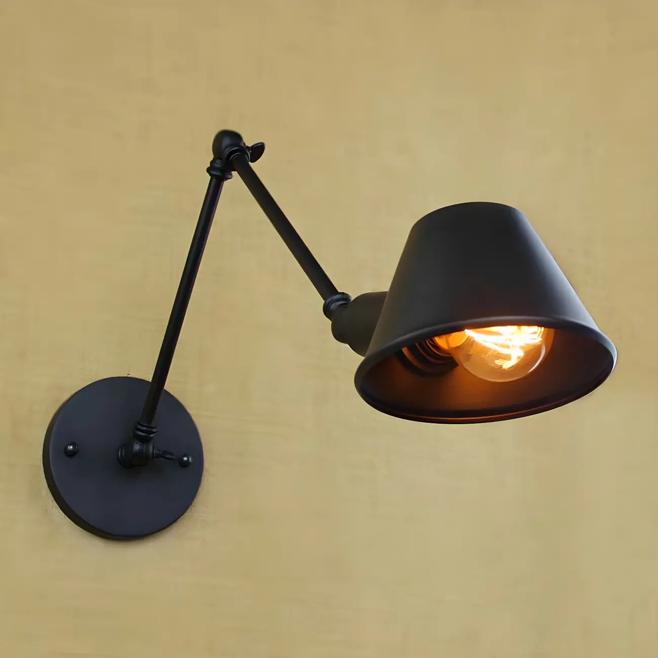 Adjustable Industrial Black  Swing Arm LED Wall Sconce | homeyfad