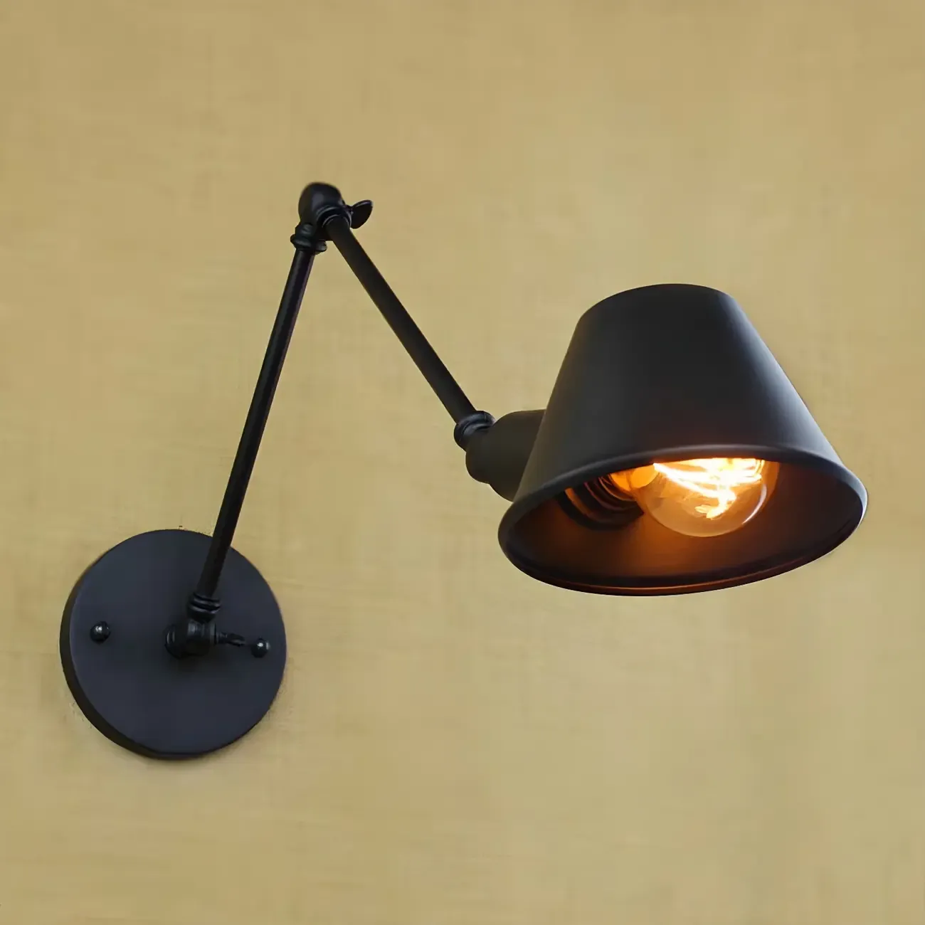 Adjustable Industrial Black  Swing Arm LED Wall Sconce