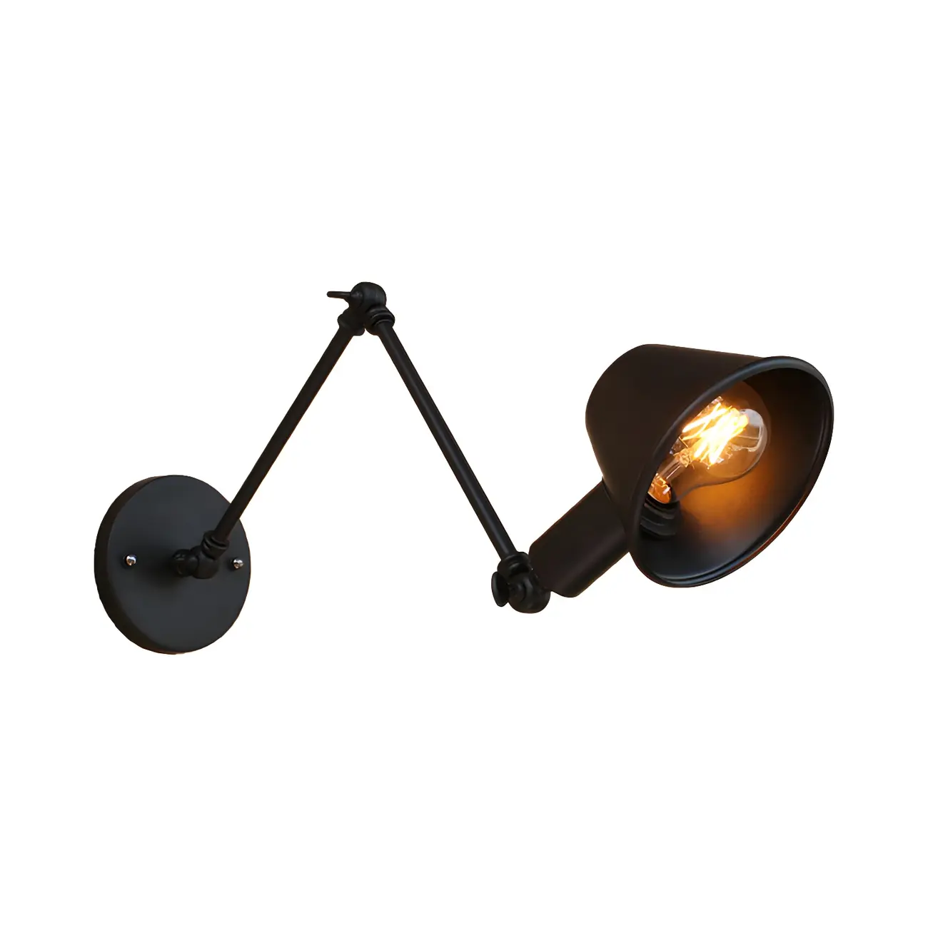 Adjustable Industrial Black  Swing Arm LED Wall Sconce | homeyfad