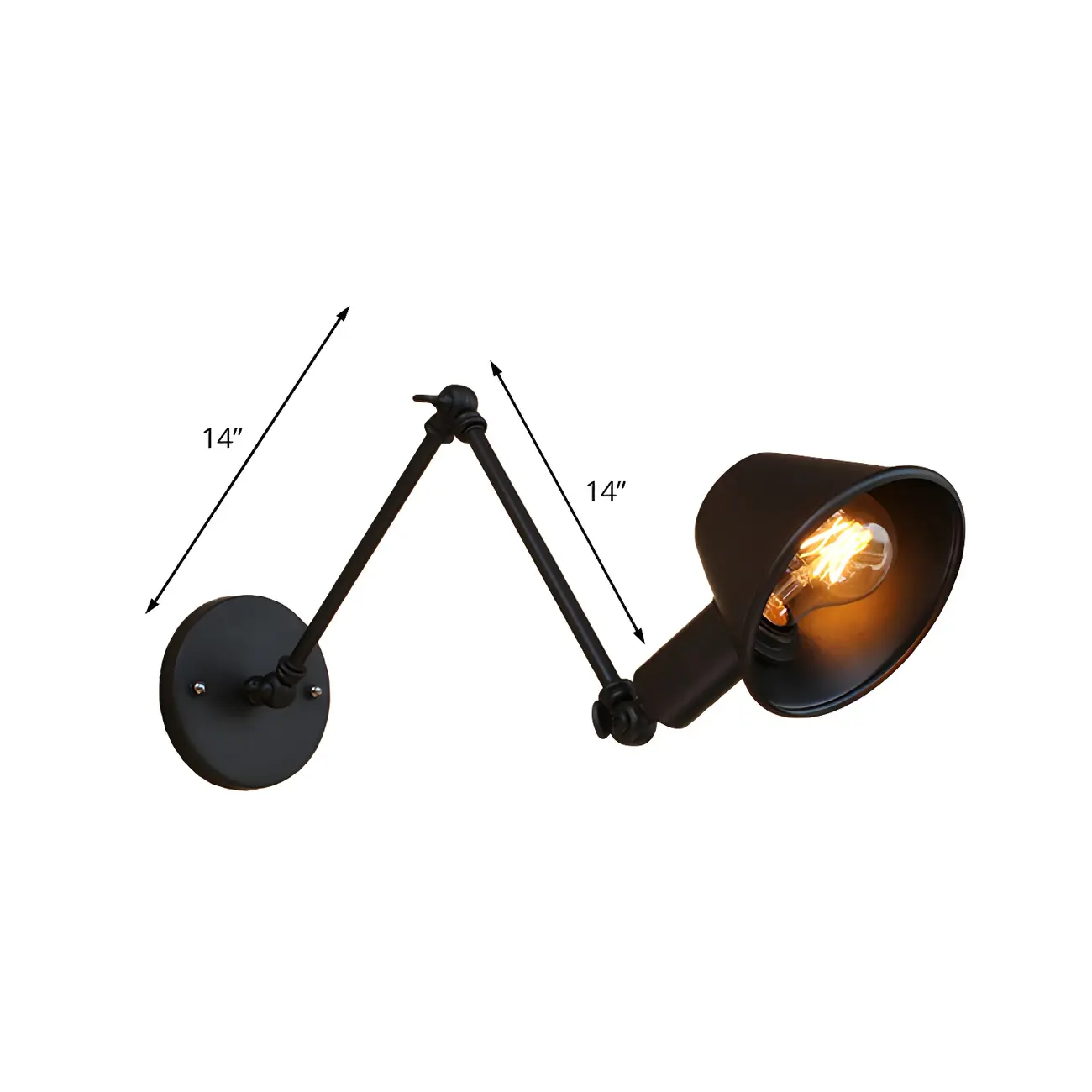 Adjustable Industrial Black  Swing Arm LED Wall Sconce | homeyfad