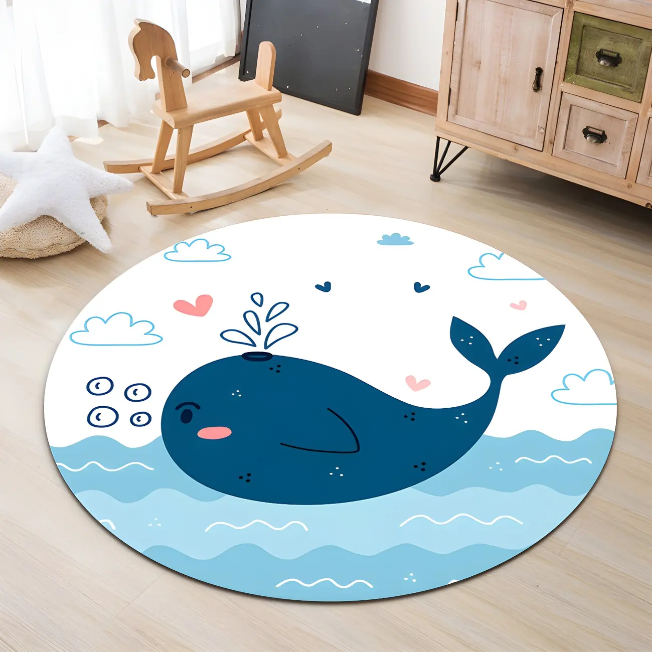 Round polyester Cartoon Wildlife Area Rug for Kids Room Image - 1 | homeyfad