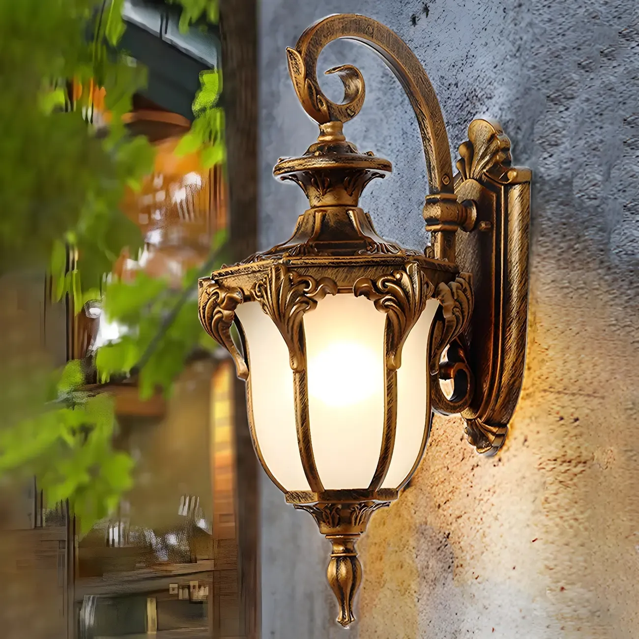 Rustic Bronze Frosted Glass Outdoor Wall Sconce Light Fixture  Image - 1
