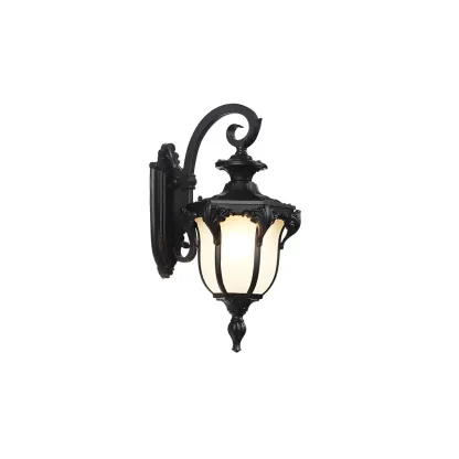 Rustic Bronze Frosted Glass Outdoor Wall Sconce Light Fixture  Image - 5