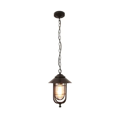 Traditional Cone Ceiling Light Single-Bulb Iron Hanging Pendant Light with Bell Clear Glass Shade for Garden Image - 6